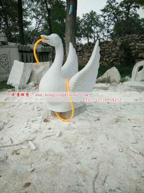 漢白玉石雕天鵝,動物石雕塑 漢白玉石雕天鵝,動物石雕塑