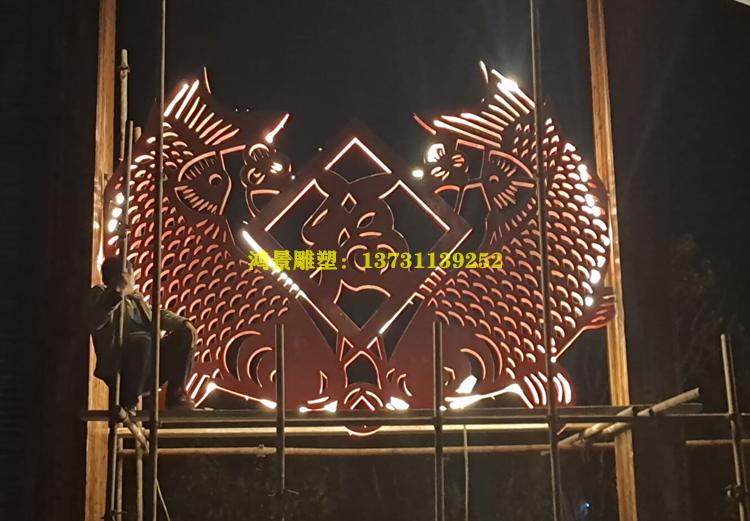 不銹鋼燈光魚雕塑 不銹鋼燈光魚雕塑
