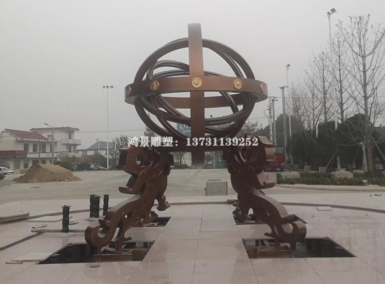 不銹鋼仿銅雙龍戲珠雕塑 不銹鋼仿銅雙龍戲珠雕塑