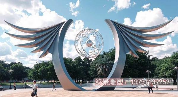 廣場大型雄鷹展翅不銹鋼雕塑,園林景觀雕塑 廣場大型雄鷹展翅不銹鋼雕塑,園林景觀雕塑
