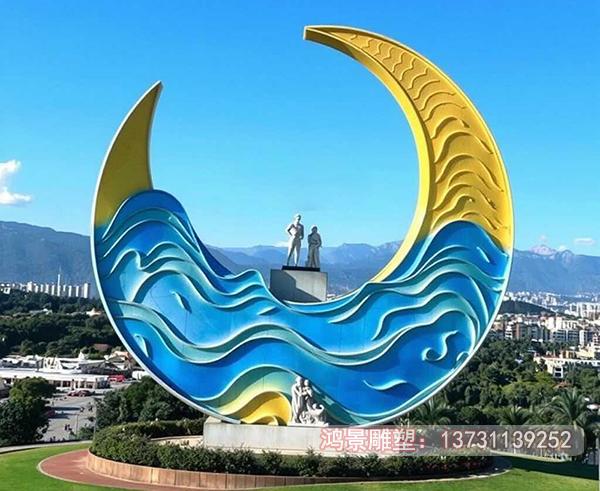 不銹鋼彩色月亮月牙雕塑-城市景觀地標 不銹鋼彩色月亮月牙雕塑-城市景觀地標