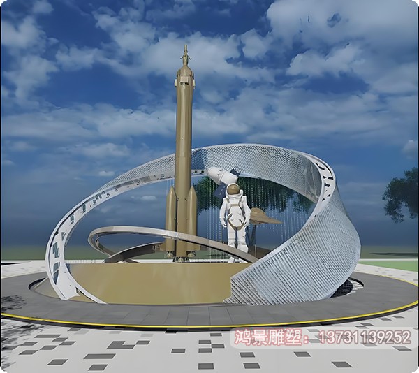 不銹鋼航空火箭宇航員組合雕塑 航空企業雕塑 不銹鋼航空火箭宇航員組合雕塑 航空企業雕塑